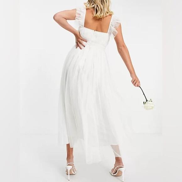 NWT Anaya With Love Maternity Tulle Midaxi Dress in White Size 10 $132 - Picture 2 of 14
